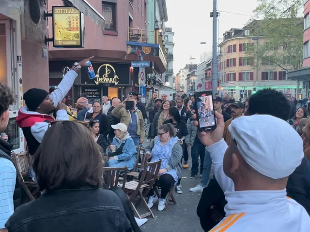 Jay MauMau's crowd out on the street after a show