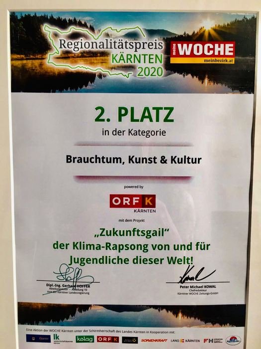 Regionalitätspreis Kärnten 2020 — 2nd place certificate