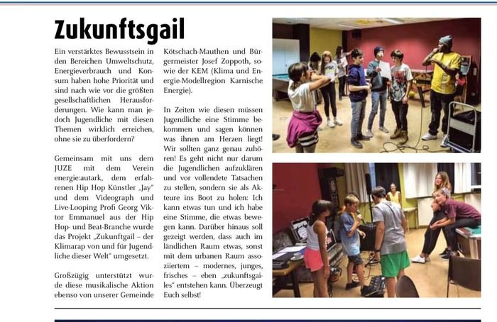 Zukunftsgail climate rap project with youth, in the Kötschach-Mauthen municipal paper