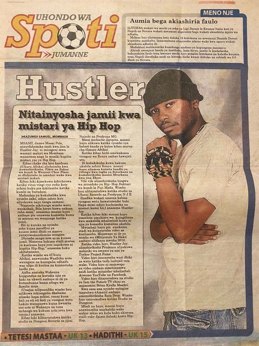 Taifa Leo Uhondo wa Spoti: Hustler, Nitainyosha jamii kwa mistari ya Hip Hop