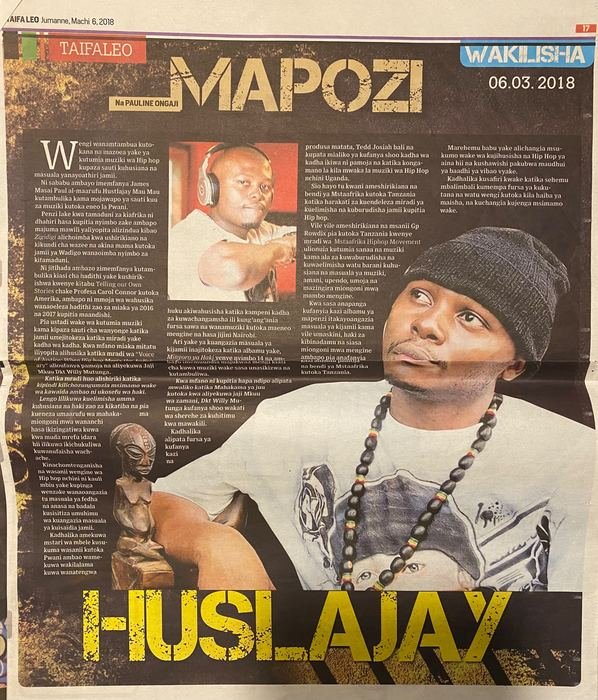 Taifa Leo Mapozi feature on Huslajay, 6 March 2018